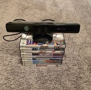 Microsoft Xbox 360 Kinect Sensor Bar + 9 Games Bundle